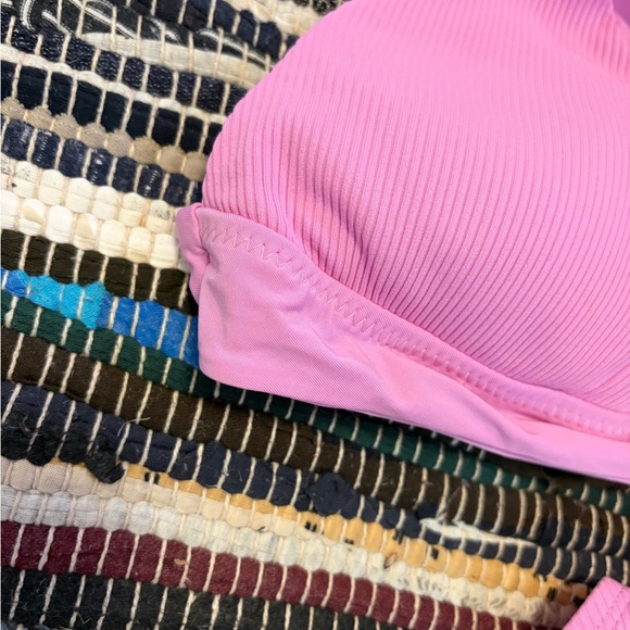 NWT Becca Ribbed Modern Edge Corset Set Hipster Bikini Large NWT Rtl $146 rosy - Picture 9 of 12